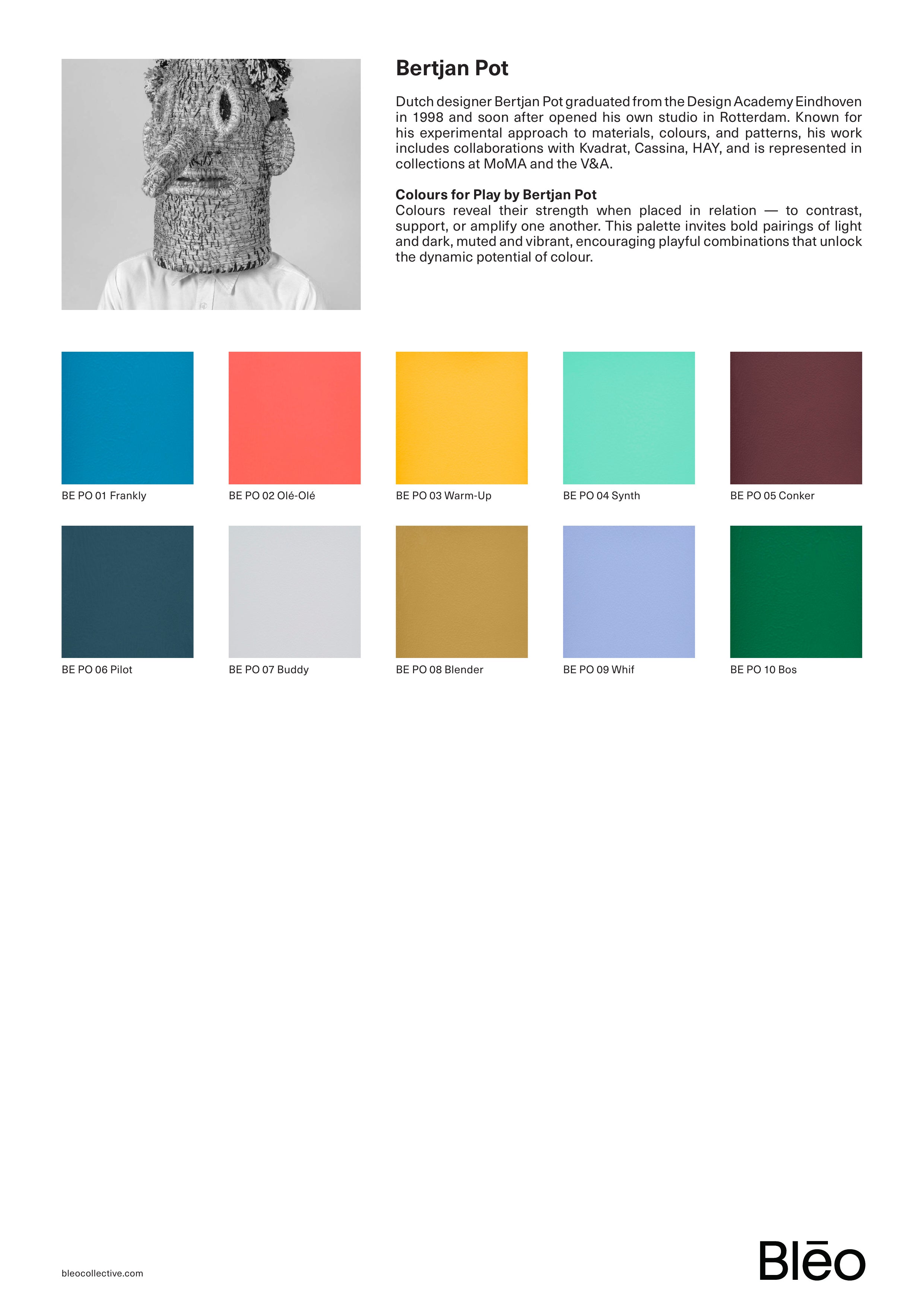 Colours for Play by Bertjan Pot — single sheet